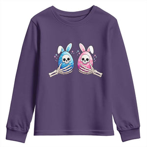 Gothic Easter Gift Youth Sweatshirt Skeleton Hands Holding Easter Eggs TS12 Purple Print Your Wear