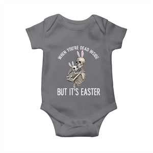 Funny Easter Bunny Skeleton Baby Onesie Dead Inside But It Is Easter TS12 Charcoal Print Your Wear