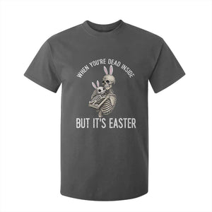 Funny Easter Bunny Skeleton T Shirt For Kid Dead Inside But It Is Easter TS12 Dark Heather Print Your Wear
