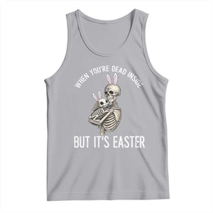 Funny Easter Bunny Skeleton Tank Top Dead Inside But It Is Easter TS12 Athletic Heather Print Your Wear