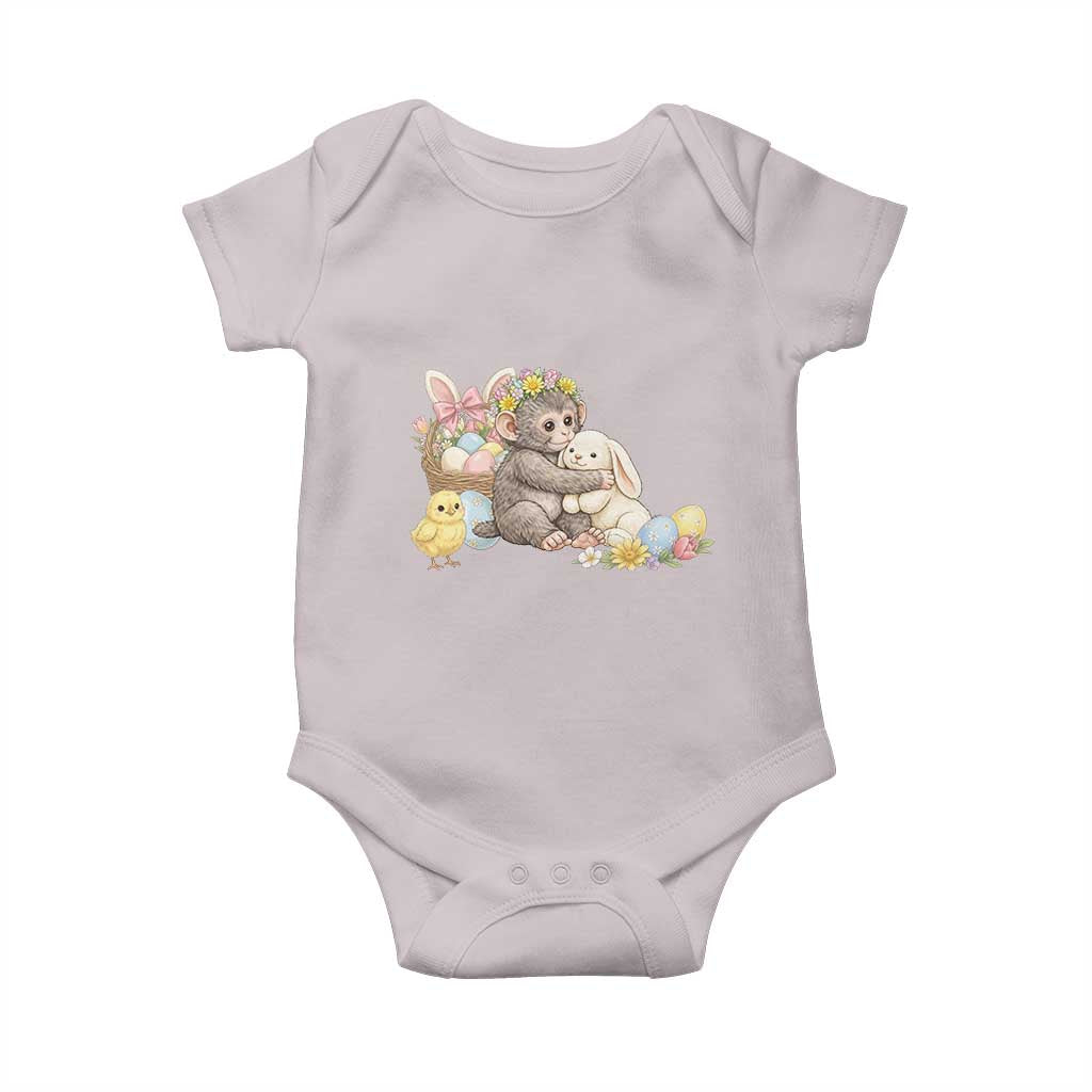 Cute Punch Baby Monkey Easter Baby Onesie Funny Animal Gift TS12 Ice Gray Print Your Wear