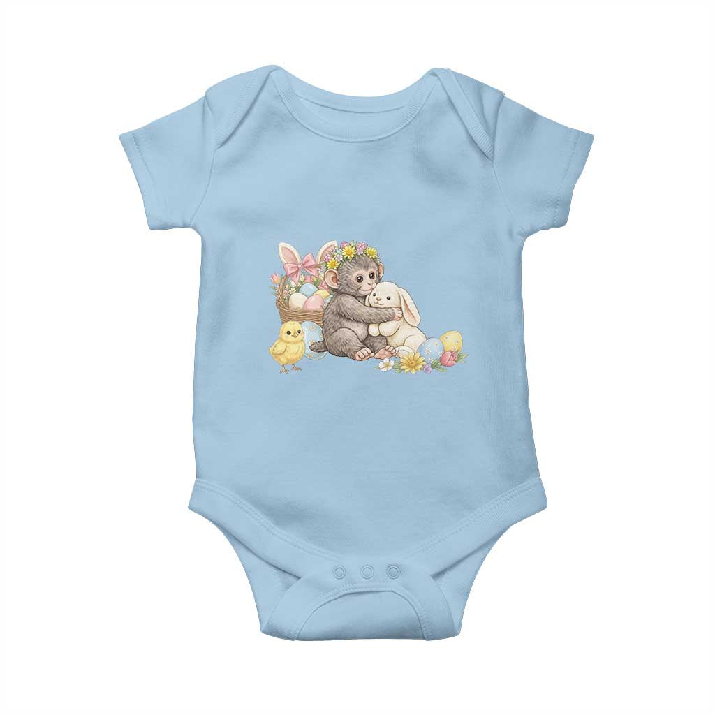 Cute Punch Baby Monkey Easter Baby Onesie Funny Animal Gift TS12 Light Blue Print Your Wear