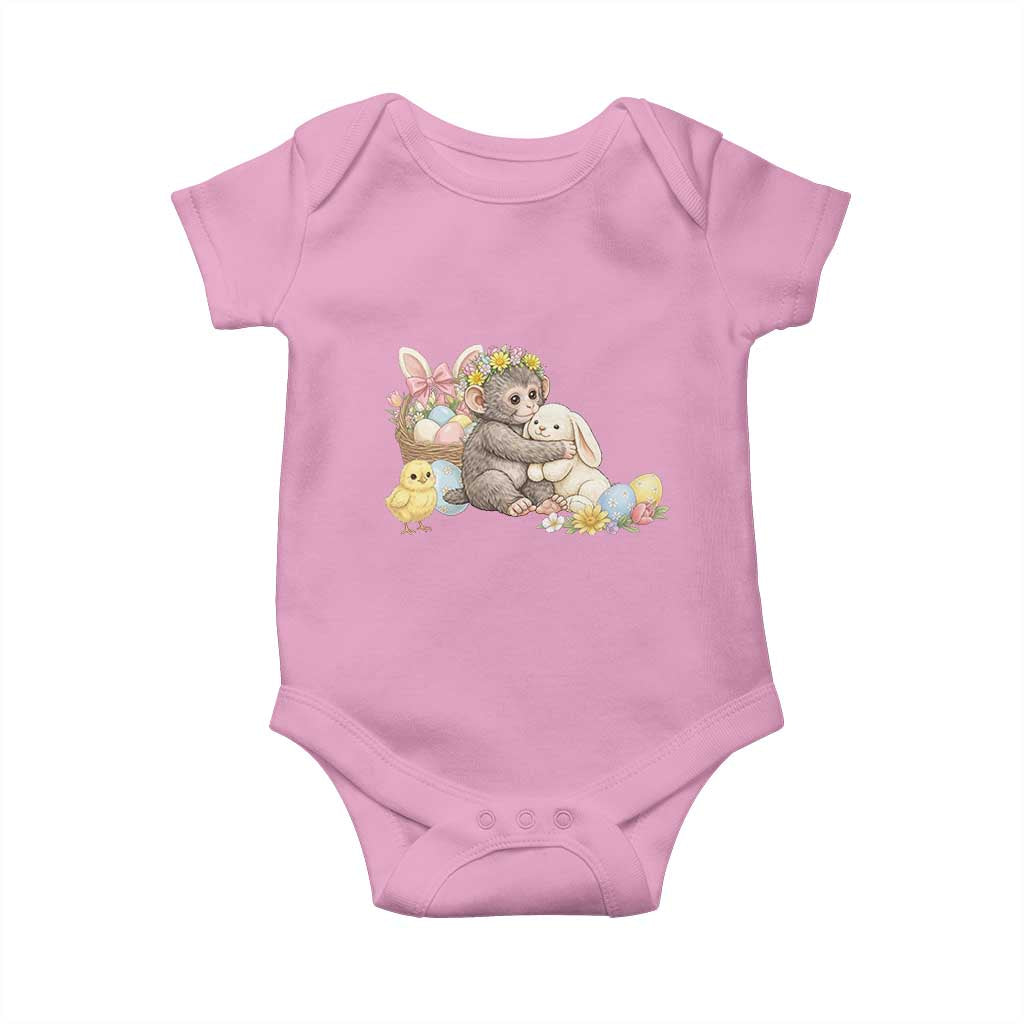 Cute Punch Baby Monkey Easter Baby Onesie Funny Animal Gift TS12 Light Pink Print Your Wear