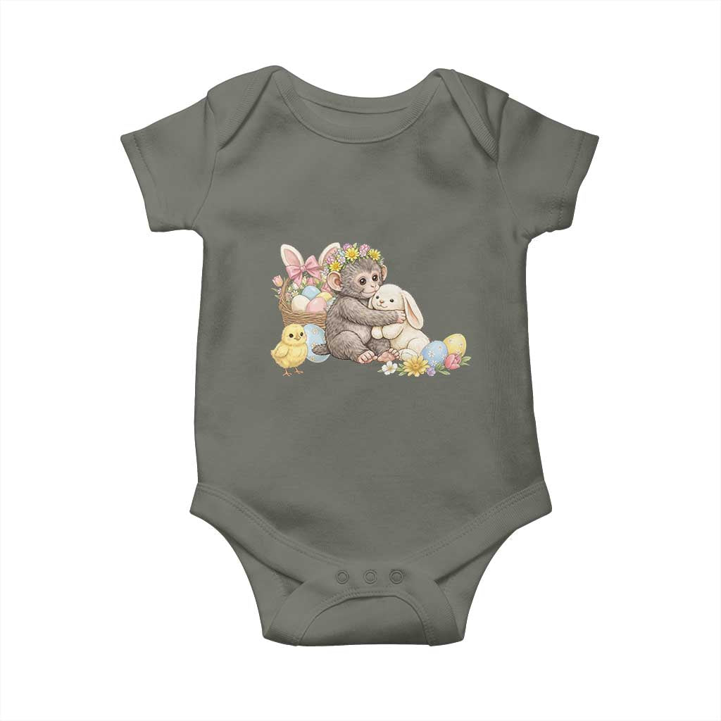 Cute Punch Baby Monkey Easter Baby Onesie Funny Animal Gift TS12 Military Green Print Your Wear