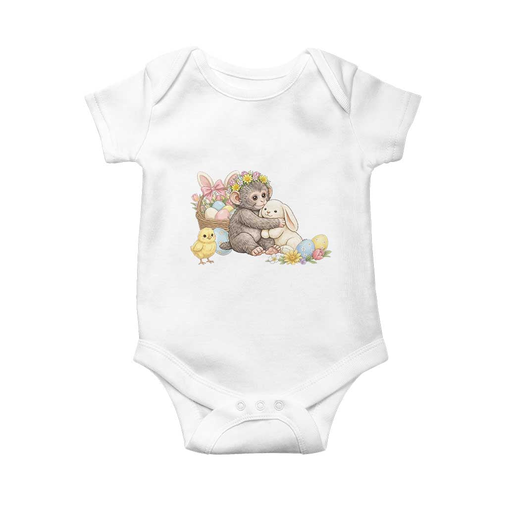 Cute Punch Baby Monkey Easter Baby Onesie Funny Animal Gift TS12 White Print Your Wear