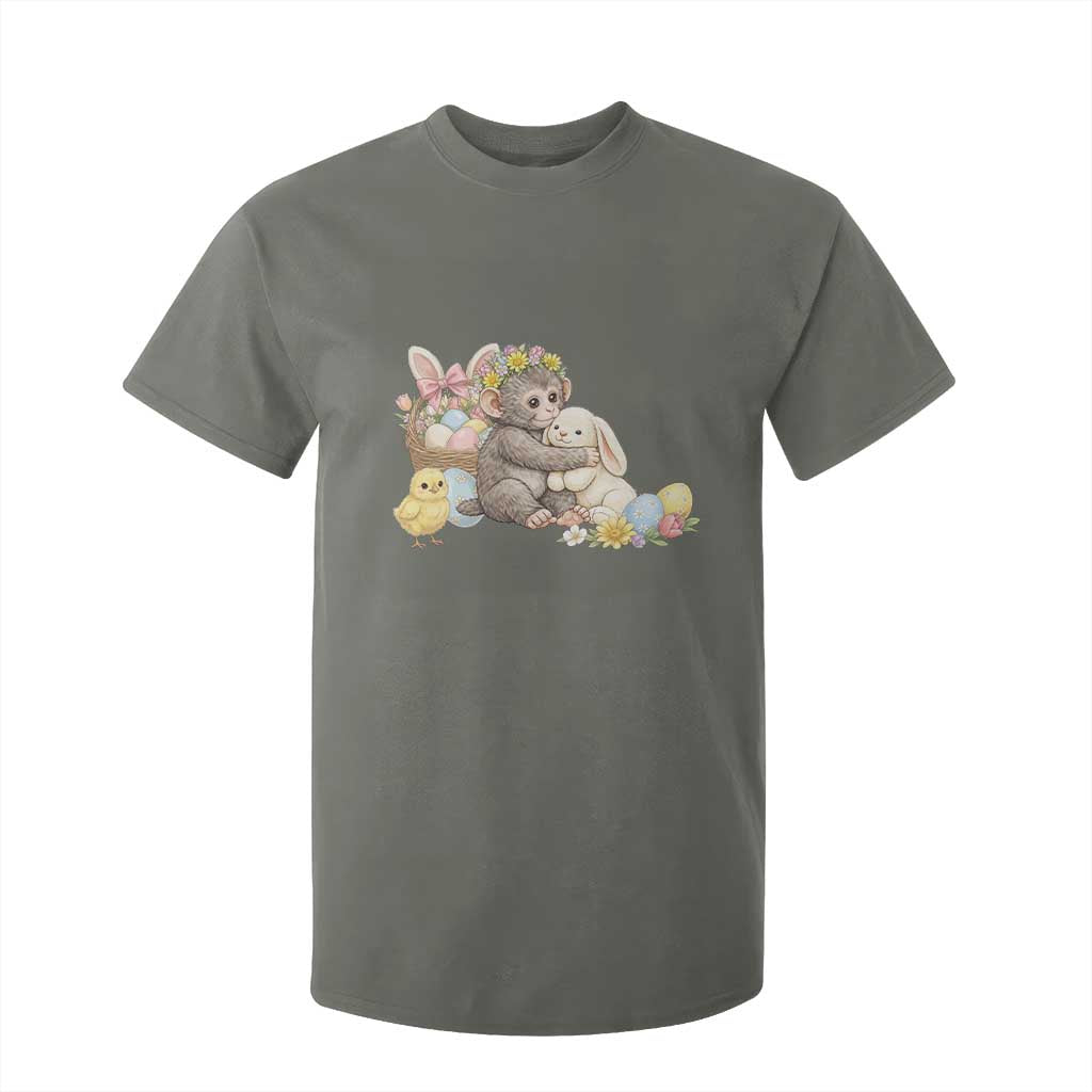 Cute Punch Baby Monkey Easter T Shirt For Kid Funny Animal Gift TS12 Military Green Print Your Wear
