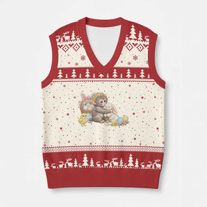 Cute Punch Baby Monkey Easter V-Neck Knit Sweater Vest Funny Animal Gift TS12 Beige Red Print Your Wear