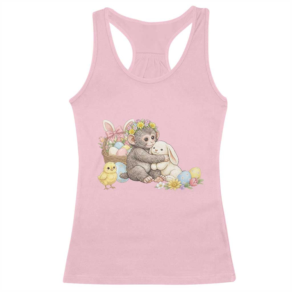 Cute Punch Baby Monkey Easter Racerback Tank Top Funny Animal Gift TS12 Light Pink Print Your Wear