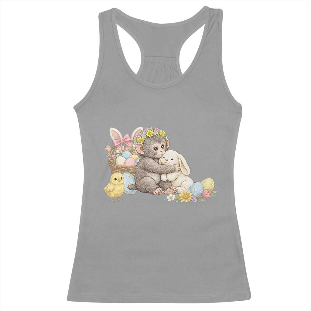 Cute Punch Baby Monkey Easter Racerback Tank Top Funny Animal Gift TS12 Sport Gray Print Your Wear