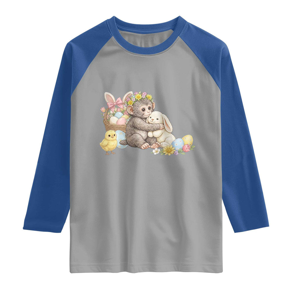 Cute Punch Baby Monkey Easter Raglan Shirt Funny Animal Gift TS12 Sport Gray Royal Print Your Wear