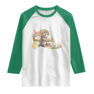 Cute Punch Baby Monkey Easter Raglan Shirt Funny Animal Gift TS12 White Kelly Green Print Your Wear