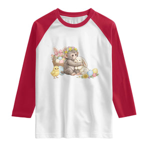 Cute Punch Baby Monkey Easter Raglan Shirt Funny Animal Gift TS12 White Red Print Your Wear