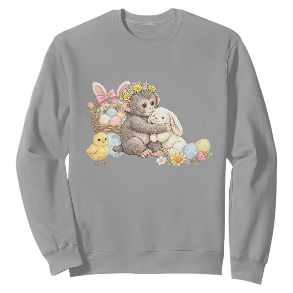 Cute Punch Baby Monkey Easter Sweatshirt Funny Animal Gift TS12 Sport Gray Print Your Wear