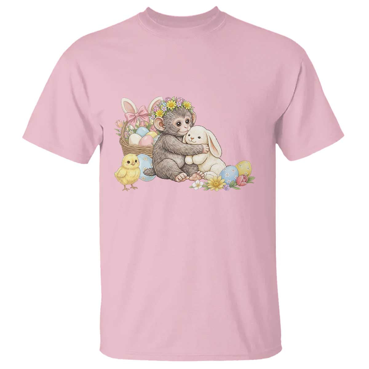 Cute Punch Baby Monkey Easter T Shirt Funny Animal Gift TS12 Light Pink Print Your Wear