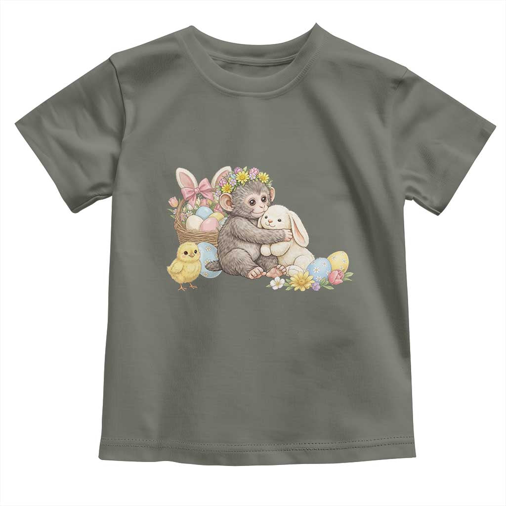 Cute Punch Baby Monkey Easter Toddler T Shirt Funny Animal Gift TS12 Military Green Print Your Wear