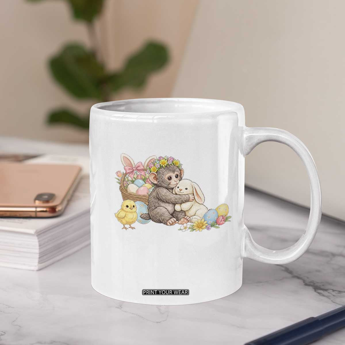 Cute Punch Baby Monkey Easter Coffee Mug Funny Animal Gift TS12 Print Your Wear