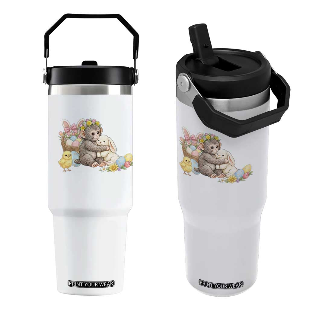 Cute Punch Baby Monkey Easter Flip Straw Tumbler Funny Animal Gift TS12 One Size: 30 oz White Print Your Wear