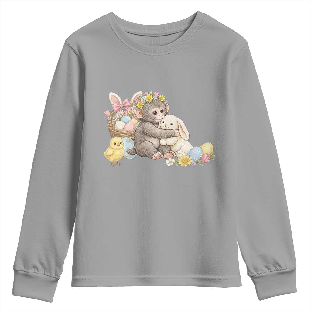 Cute Punch Baby Monkey Easter Youth Sweatshirt Funny Animal Gift TS12 Sport Gray Print Your Wear