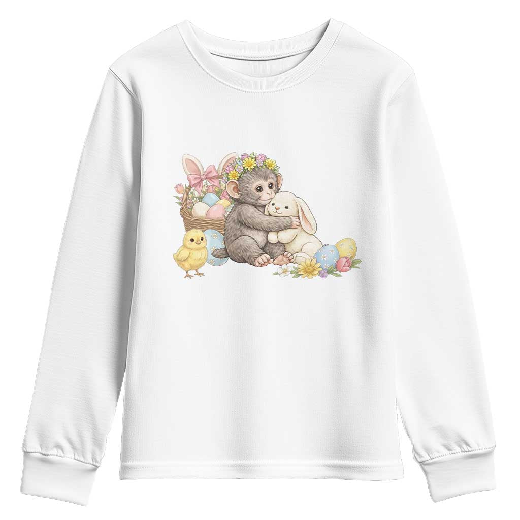 Cute Punch Baby Monkey Easter Youth Sweatshirt Funny Animal Gift TS12 White Print Your Wear
