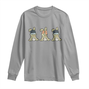 Camo Easter Bunny Long Sleeve Shirt Funny Hunter Easter Gift TS12 Sport Gray Print Your Wear