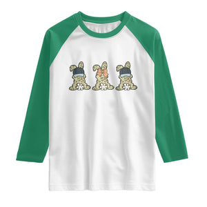 Camo Easter Bunny Raglan Shirt Funny Hunter Easter Gift TS12 White Kelly Green Print Your Wear