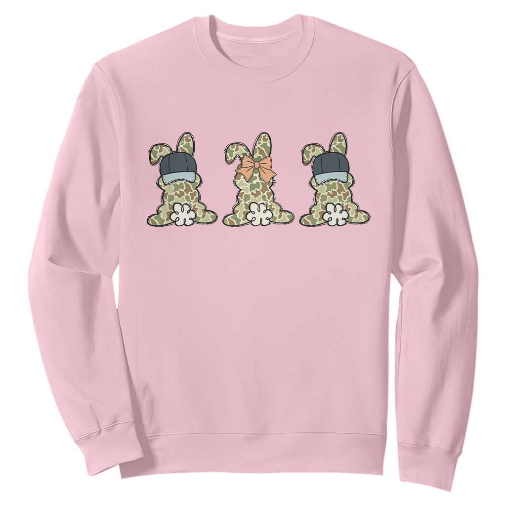 Camo Easter Bunny Sweatshirt Funny Hunter Easter Gift TS12 Light Pink Print Your Wear