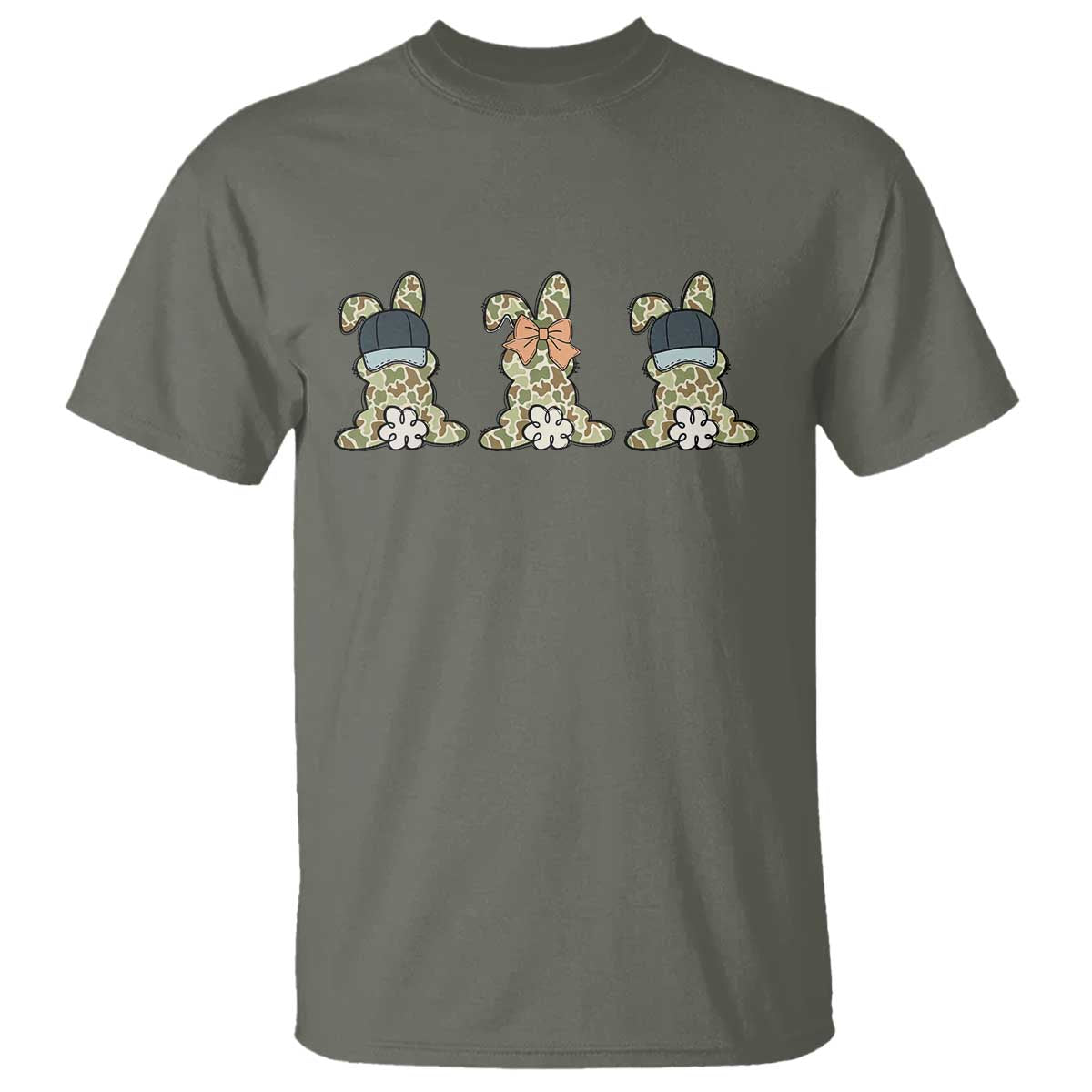Camo Easter Bunny T Shirt Funny Hunter Easter Gift TS12 Military Green Print Your Wear