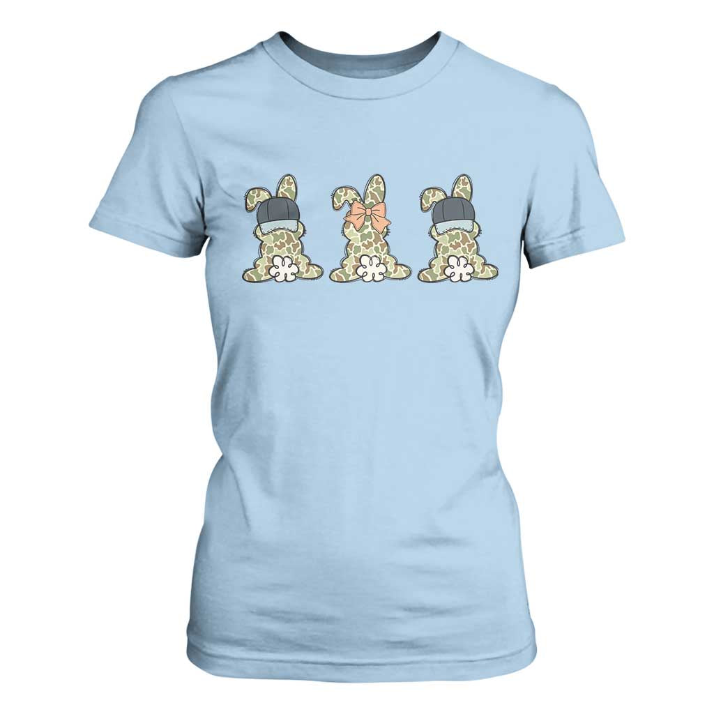 Camo Easter Bunny T Shirt For Women Funny Hunter Easter Gift TS12 Light Blue Print Your Wear