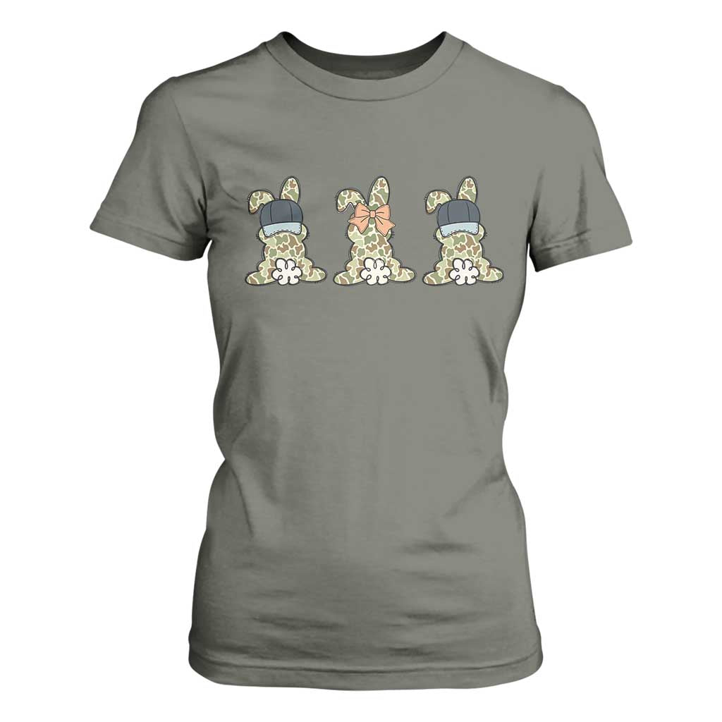 Camo Easter Bunny T Shirt For Women Funny Hunter Easter Gift TS12 Military Green Print Your Wear