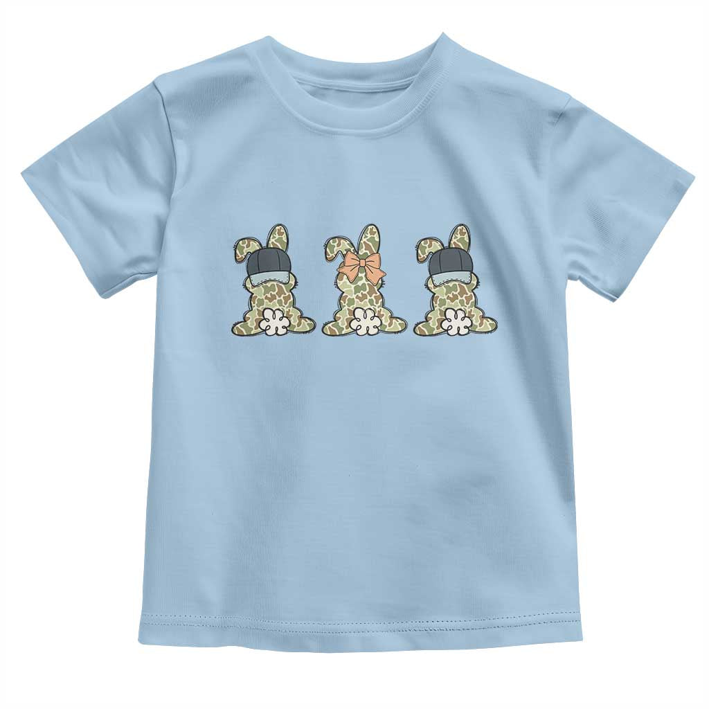 Camo Easter Bunny Toddler T Shirt Funny Hunter Easter Gift TS12 Light Blue Print Your Wear