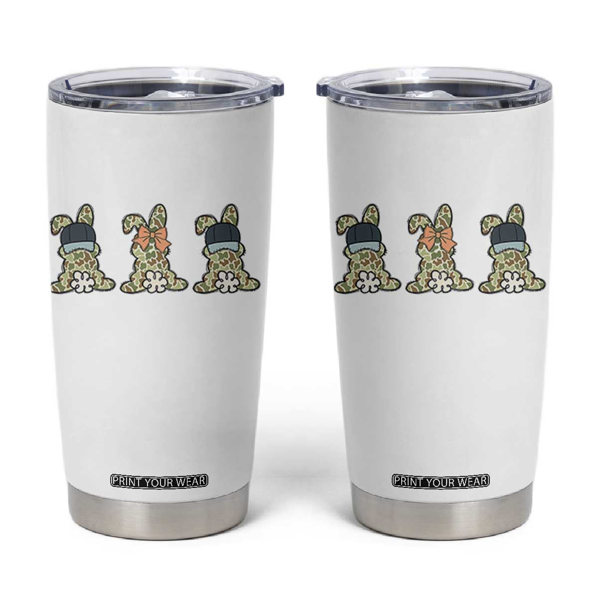 Camo Easter Bunny Tumbler Cup Funny Hunter Easter Gift TS12 White Print Your Wear