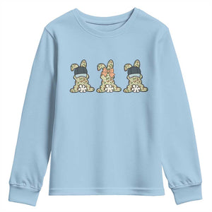 Camo Easter Bunny Youth Sweatshirt Funny Hunter Easter Gift TS12 Light Blue Print Your Wear