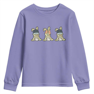 Camo Easter Bunny Youth Sweatshirt Funny Hunter Easter Gift TS12 Violet Print Your Wear