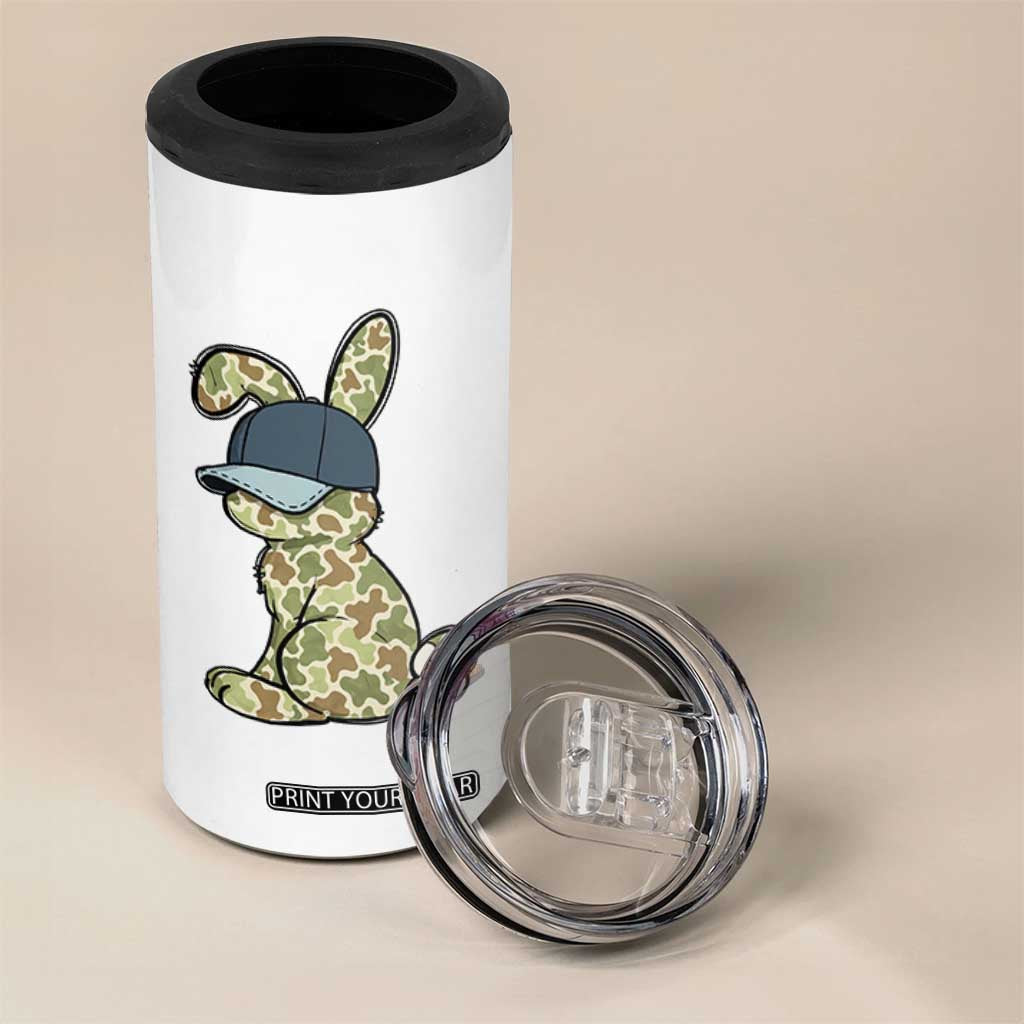Camouflage Bunny 4 in 1 Can Cooler Tumbler Funny Hunter Easter Gift TS12 Print Your Wear
