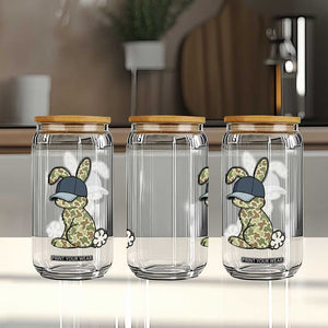 Camouflage Bunny Glass Can Funny Hunter Easter Gift TS12 Print Your Wear