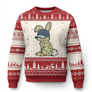 Camouflage Bunny Ugly Christmas Sweater Funny Hunter Easter Gift TS12 Beige Red Print Your Wear