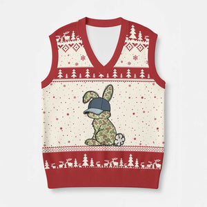 Camouflage Bunny V-Neck Knit Sweater Vest Funny Hunter Easter Gift TS12 Beige Red Print Your Wear