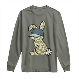 Camouflage Bunny Long Sleeve Shirt Funny Hunter Easter Gift TS12 Military Green Print Your Wear