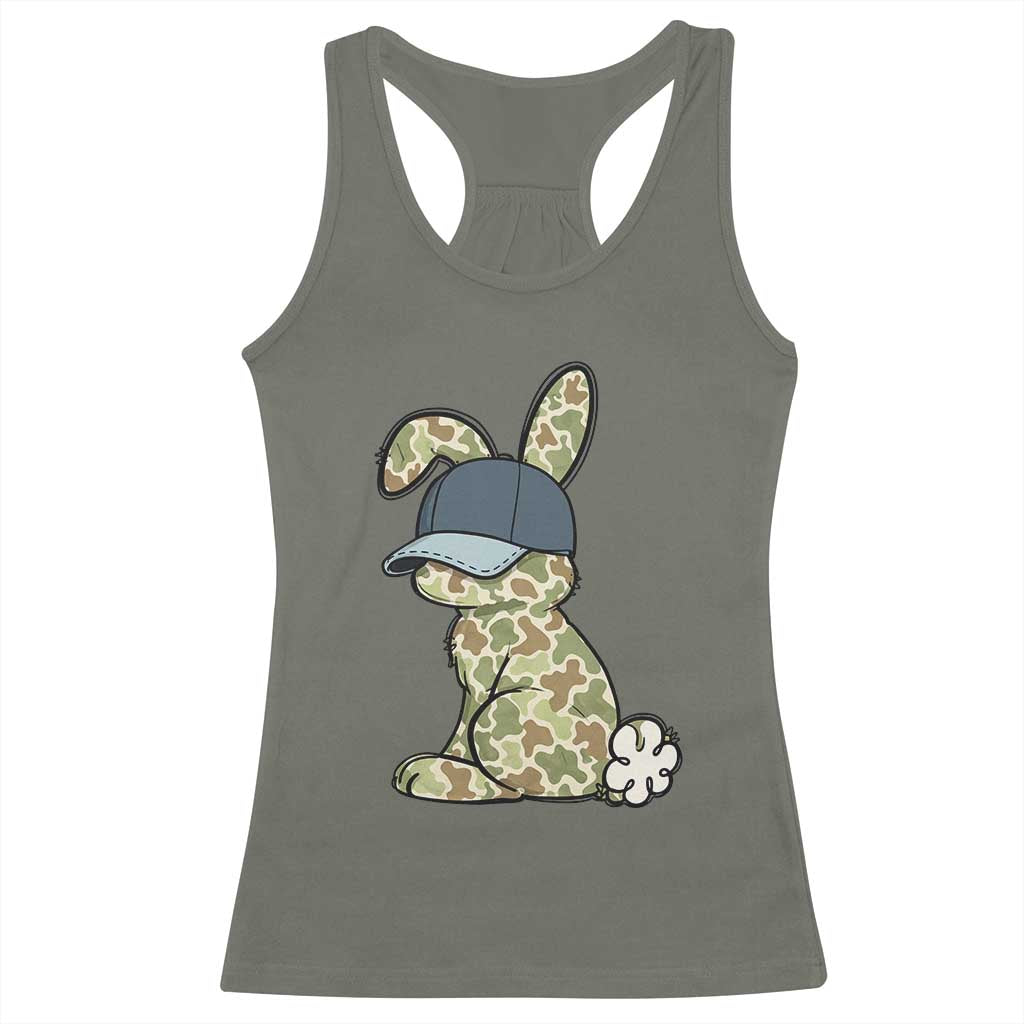Camouflage Bunny Racerback Tank Top Funny Hunter Easter Gift TS12 Military Green Print Your Wear