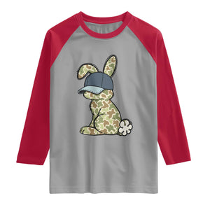 Camouflage Bunny Raglan Shirt Funny Hunter Easter Gift TS12 Sport Gray Red Print Your Wear
