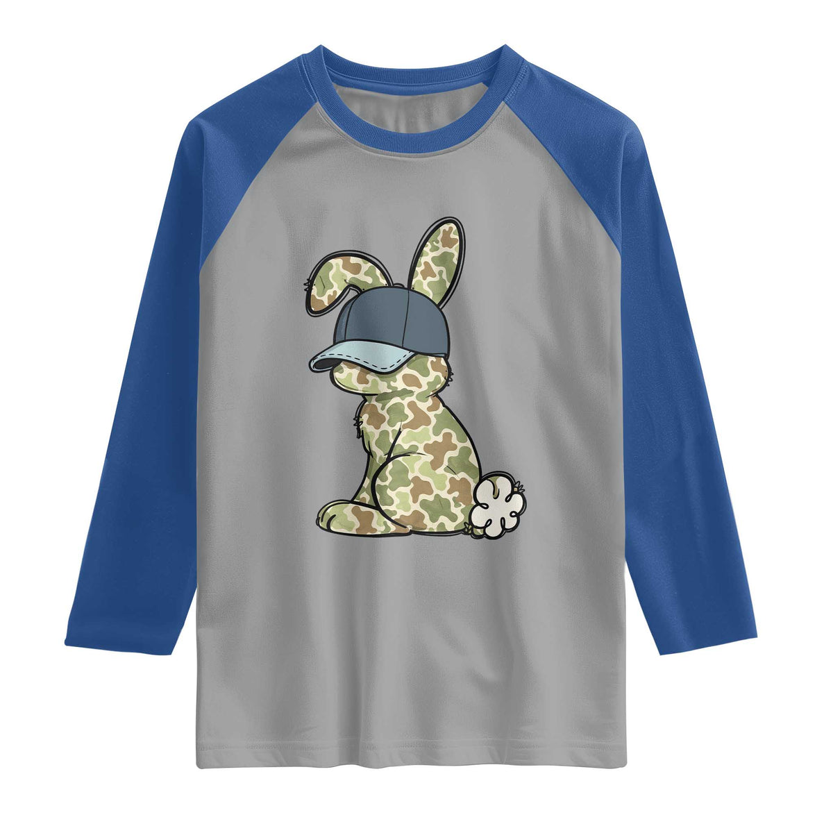 Camouflage Bunny Raglan Shirt Funny Hunter Easter Gift TS12 Sport Gray Royal Print Your Wear