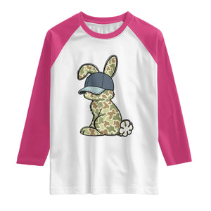 Camouflage Bunny Raglan Shirt Funny Hunter Easter Gift TS12 White Heliconia Print Your Wear