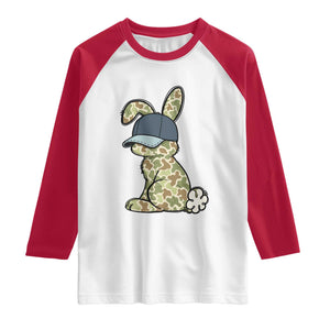 Camouflage Bunny Raglan Shirt Funny Hunter Easter Gift TS12 White Red Print Your Wear