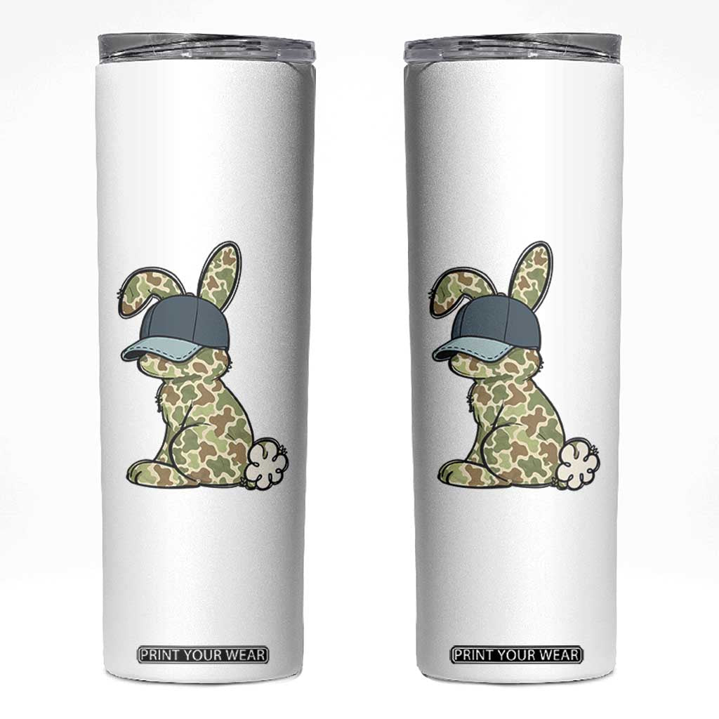 Camouflage Bunny Skinny Tumbler Funny Hunter Easter Gift TS12 White Print Your Wear