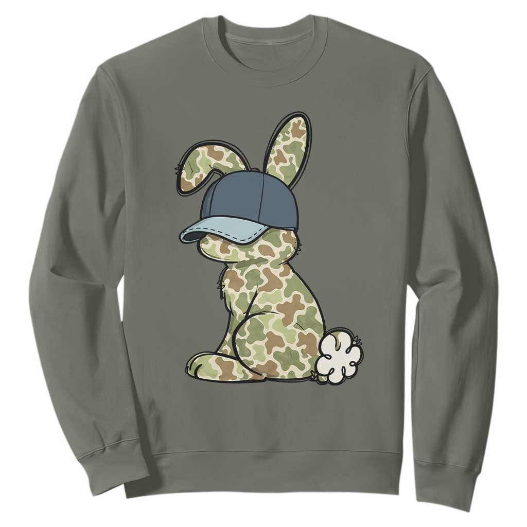 Camouflage Bunny Sweatshirt Funny Hunter Easter Gift TS12 Military Green Print Your Wear