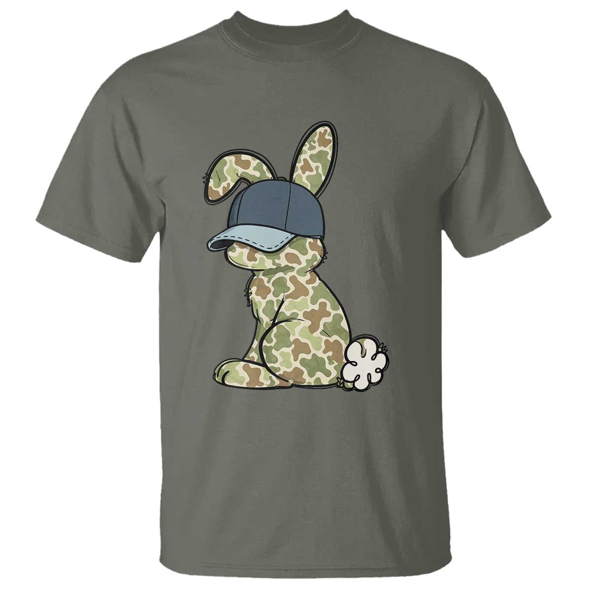 Camouflage Bunny T Shirt Funny Hunter Easter Gift TS12 Military Green Print Your Wear