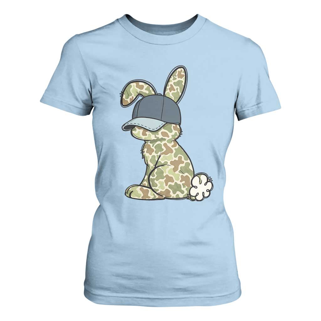 Camouflage Bunny T Shirt For Women Funny Hunter Easter Gift TS12 Light Blue Print Your Wear