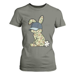 Camouflage Bunny T Shirt For Women Funny Hunter Easter Gift TS12 Military Green Print Your Wear