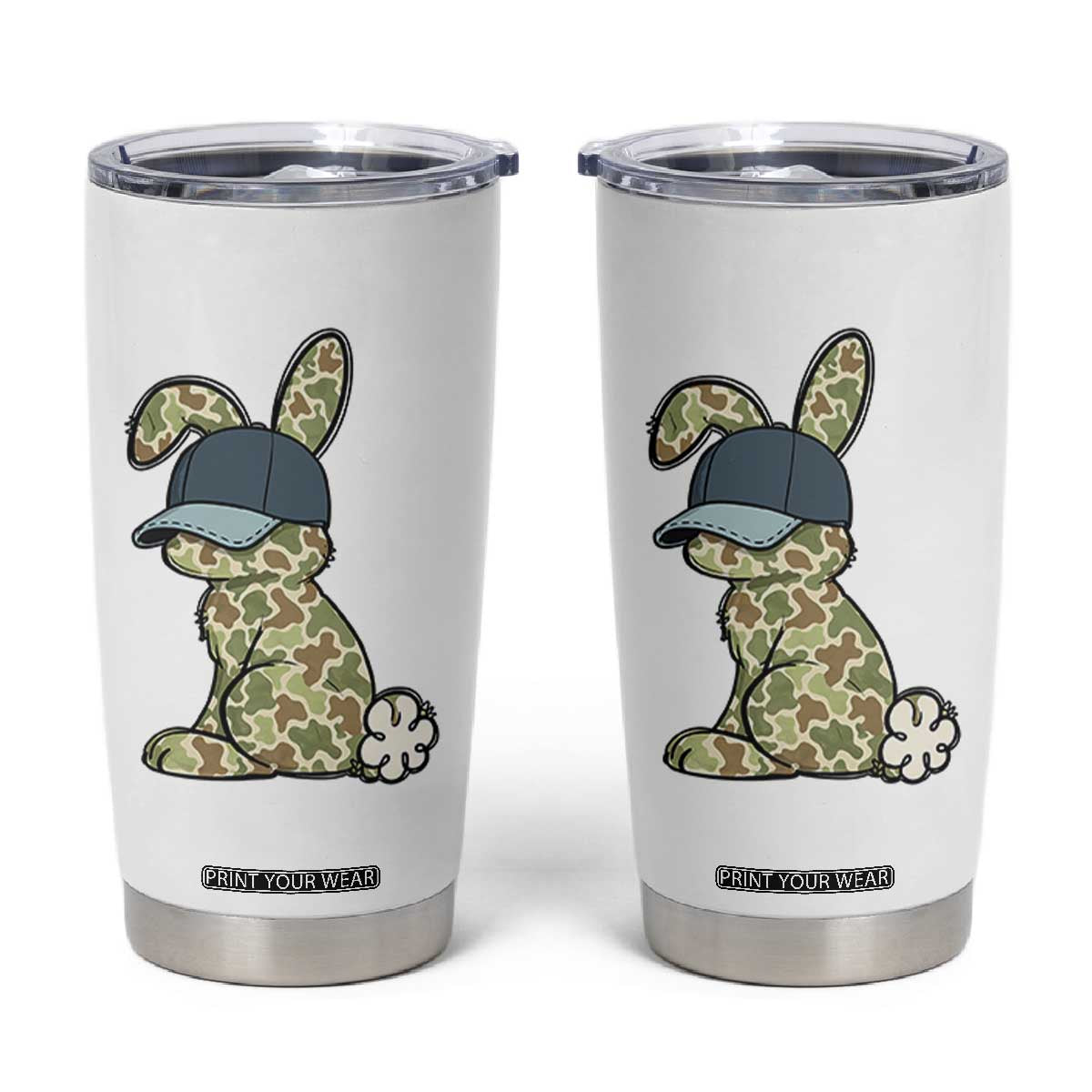 Camouflage Bunny Tumbler Cup Funny Hunter Easter Gift TS12 White Print Your Wear