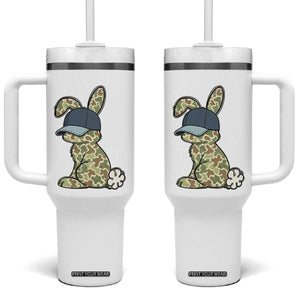 Camouflage Bunny Tumbler With Handle Funny Hunter Easter Gift TS12 One Size: 40 oz White Print Your Wear